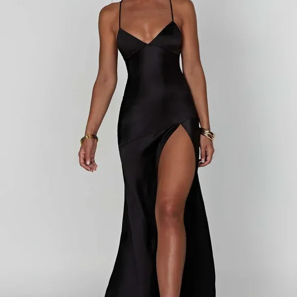 AVA JOLENE | V NECK SLIT EVENING MAXI DRESS FOR WOMEN