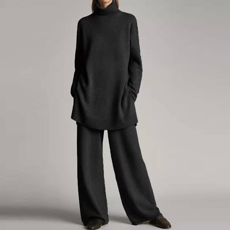 AVA JOLENE | 2-PIECE LOUNGE SET WITH TURTLENECK AND WIDE-LEG PANTS FOR WOMEN