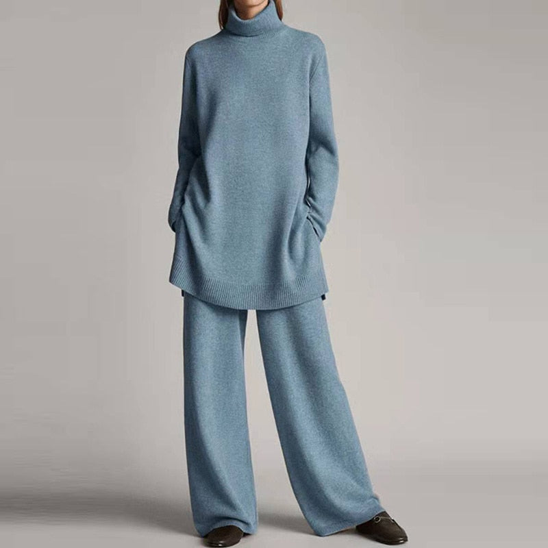 AVA JOLENE | 2-PIECE LOUNGE SET WITH TURTLENECK AND WIDE-LEG PANTS FOR WOMEN