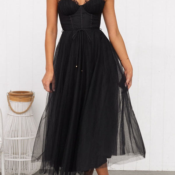 AVA JOLENE | CORSET MIDI DRESS WITH TULLE SKIRT FOR WOMEN
