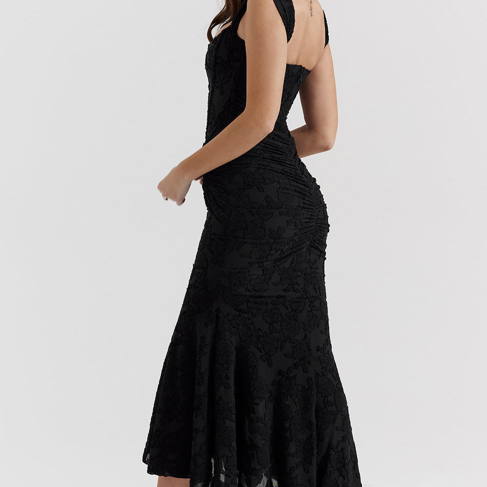 AVA JOLENE | DRAPED CORSET EVENING GOWN WITH HIGH-LOW HEM FOR WOMEN