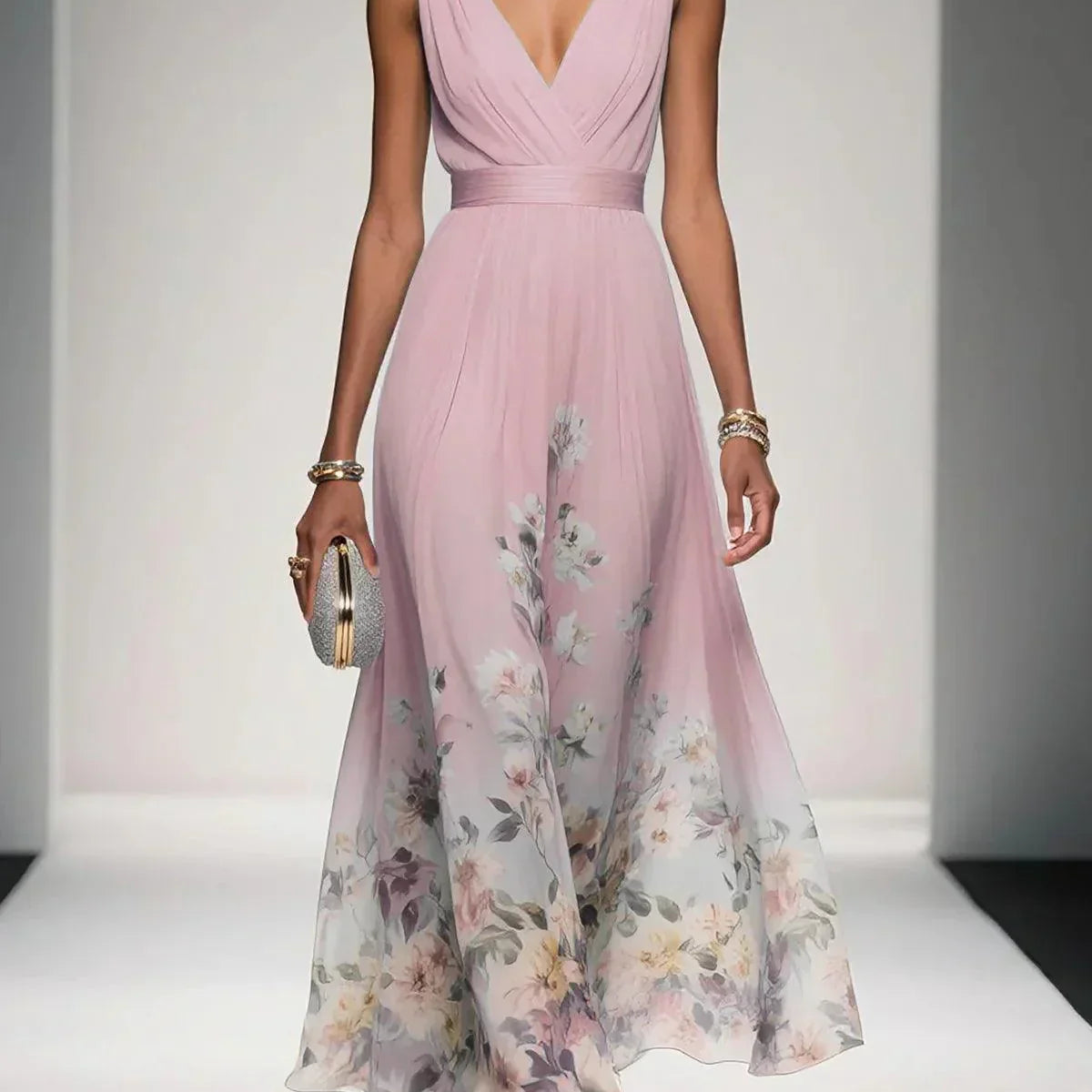 AVA JOLENE | FLORAL CHIFFON MAXI DRESS FOR WOMEN