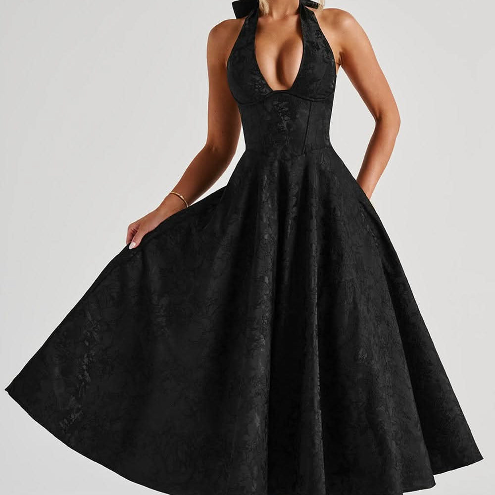 AVA JOLENE | FLORAL HALTER MIDI DRESS FOR WOMEN