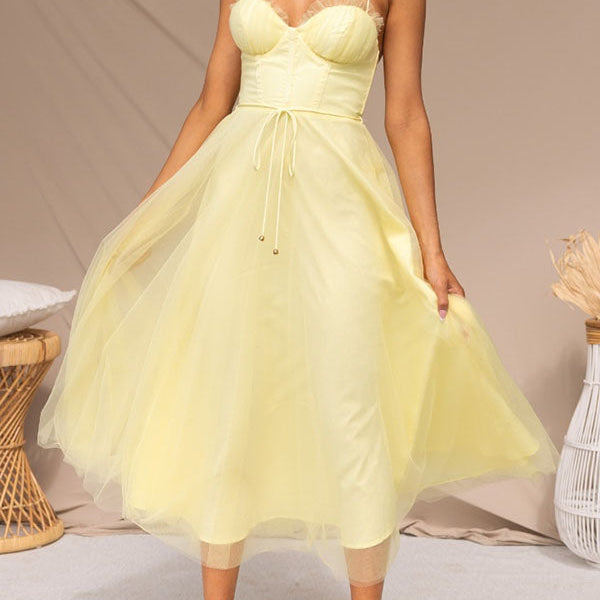 AVA JOLENE | CORSET MIDI DRESS WITH TULLE SKIRT FOR WOMEN