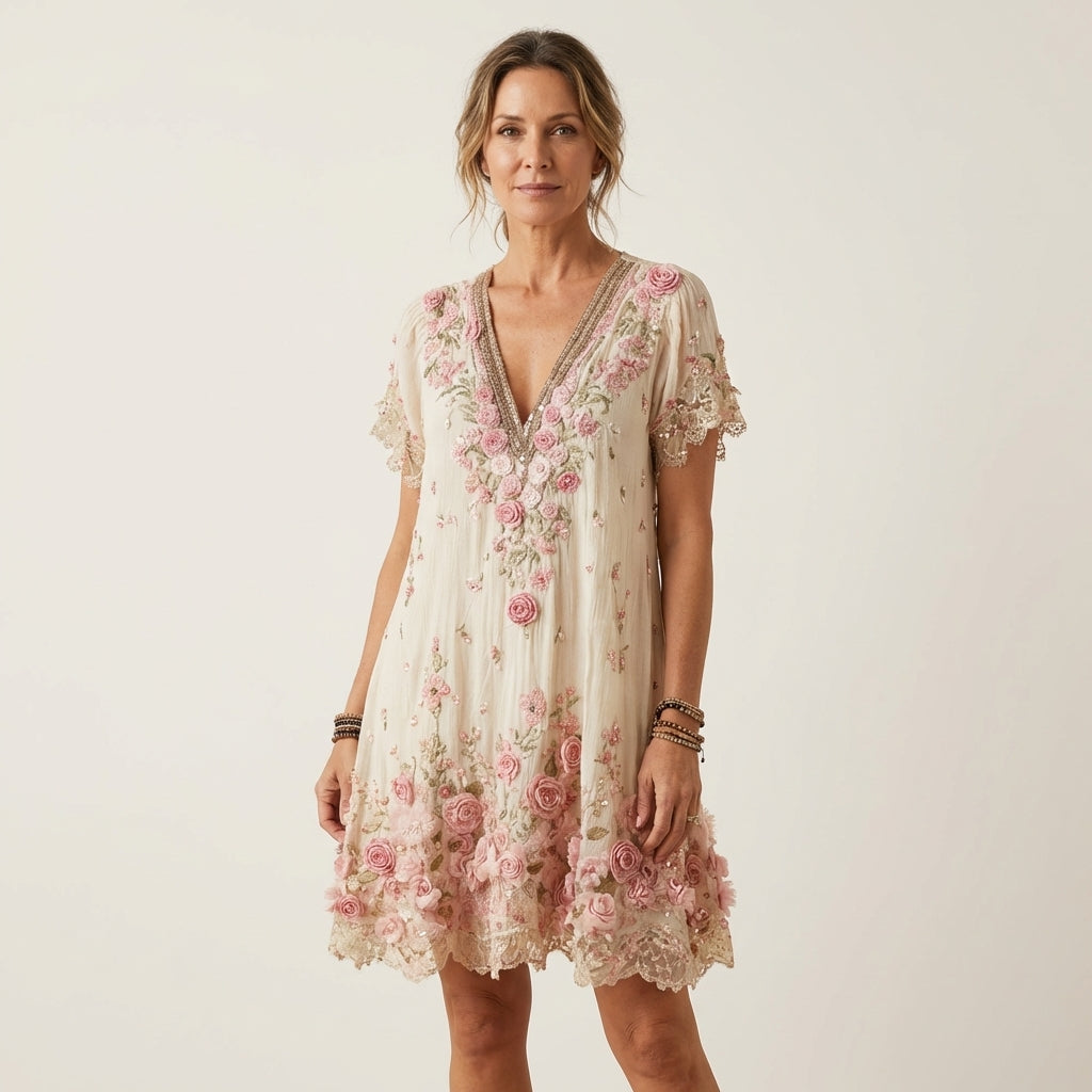 AVA JOLENE | Melina 3D Rose Mini Dress For Women