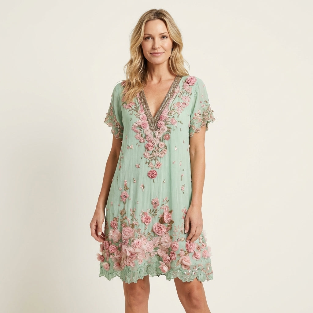 AVA JOLENE | Melina 3D Rose Mini Dress For Women