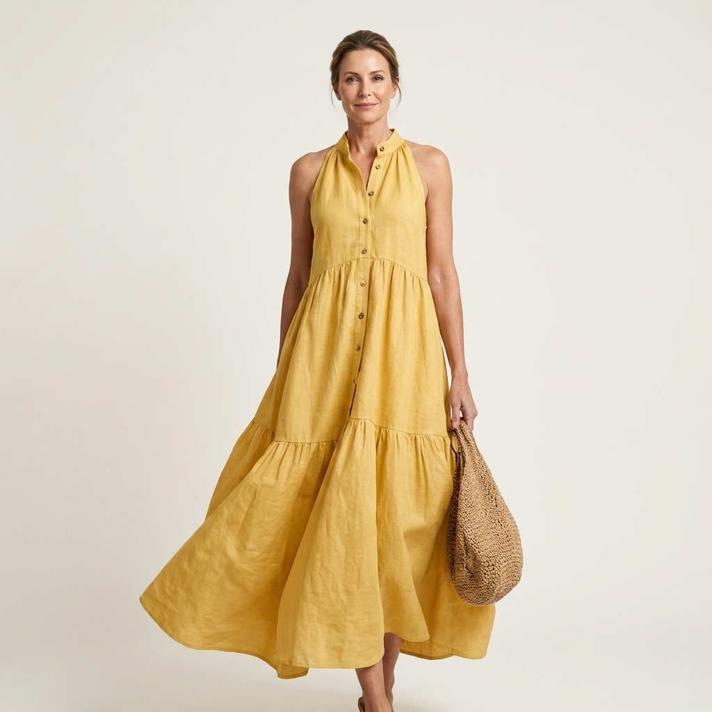 AVA JOLENE | Mariella Halter Tiered Maxi Dress For Women