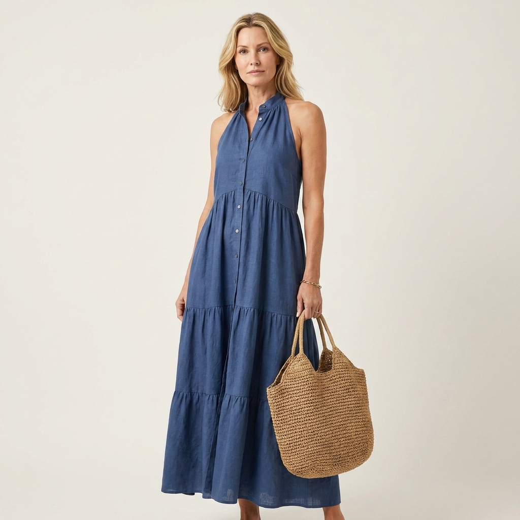 AVA JOLENE | Mariella Halter Tiered Maxi Dress For Women