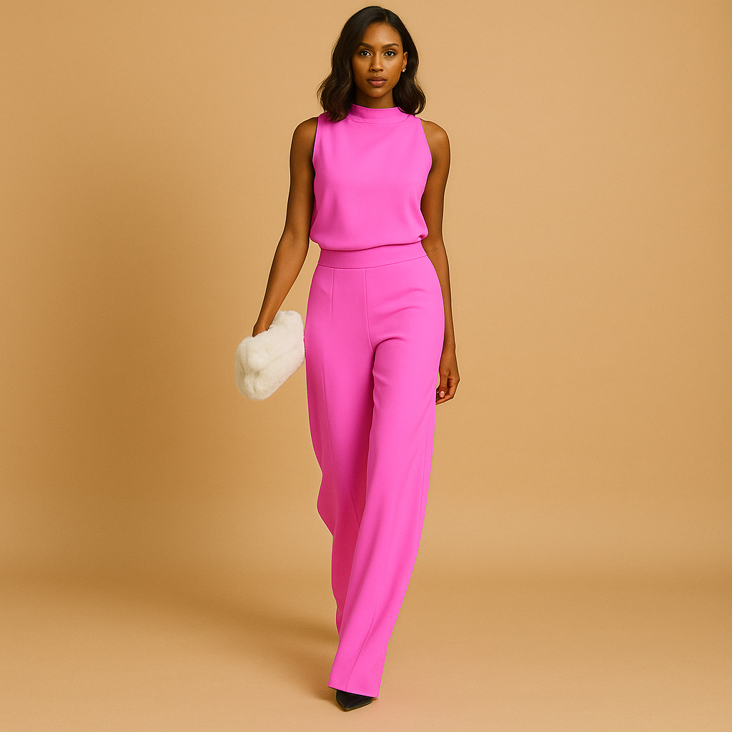 AVA JOLENE | HALTER NECK WIDE LEG JUMPSUIT FOR WOMEN