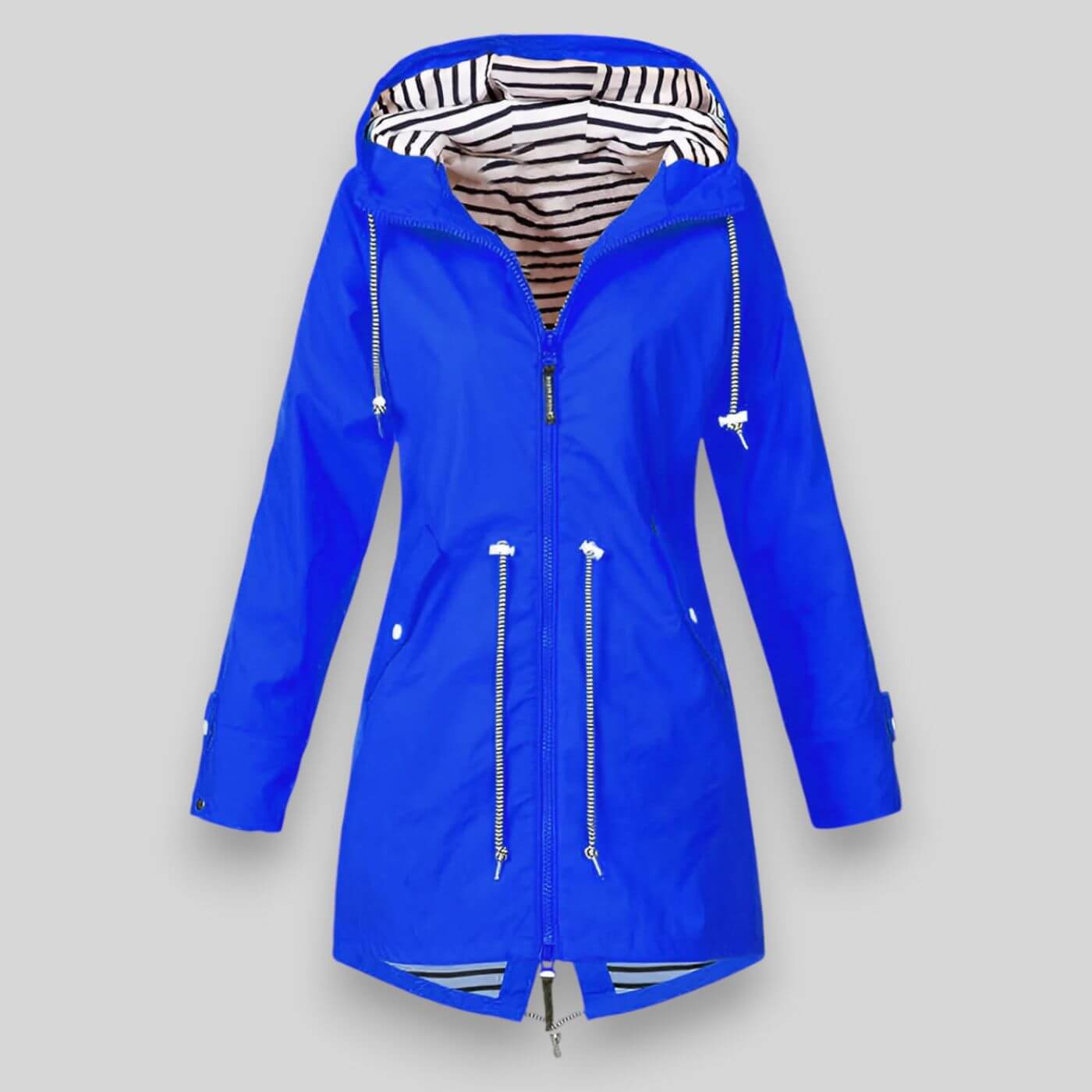 AVA JOLENE | ADJUSTABLE WAIST HOODED RAIN JACKET FOR WOMEN