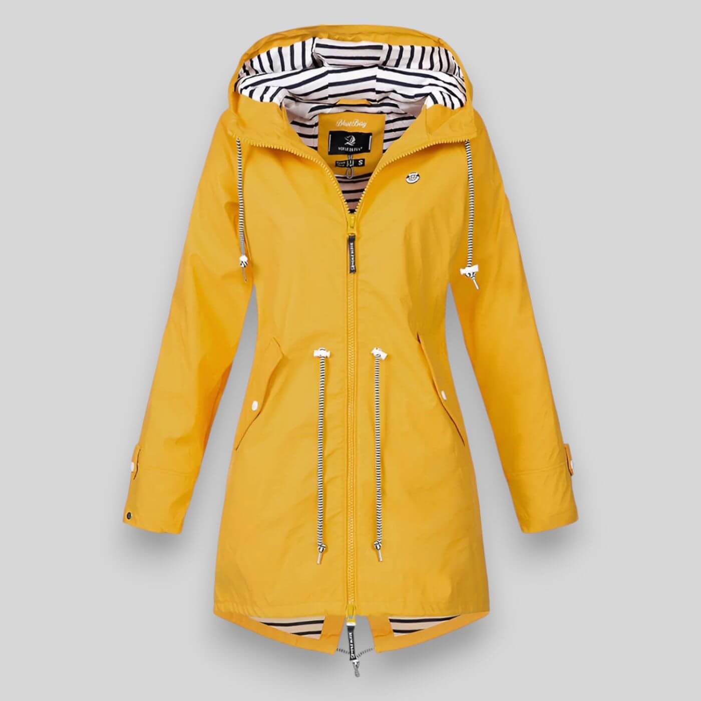 AVA JOLENE | ADJUSTABLE WAIST HOODED RAIN JACKET FOR WOMEN