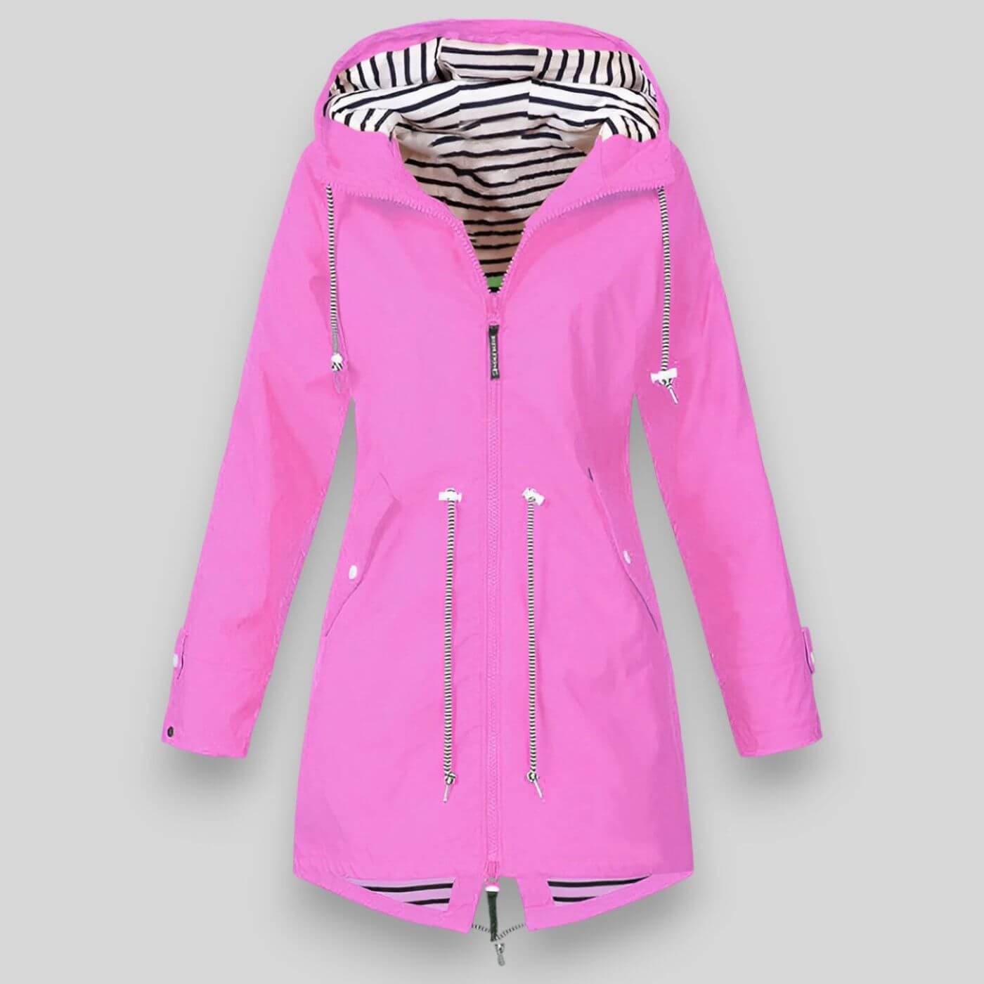 AVA JOLENE | ADJUSTABLE WAIST HOODED RAIN JACKET FOR WOMEN
