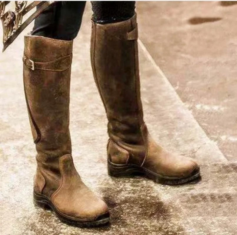 AVA JOLENE | BUCKLE DETAIL KNEE-HIGH BOOTS FOR WOMEN