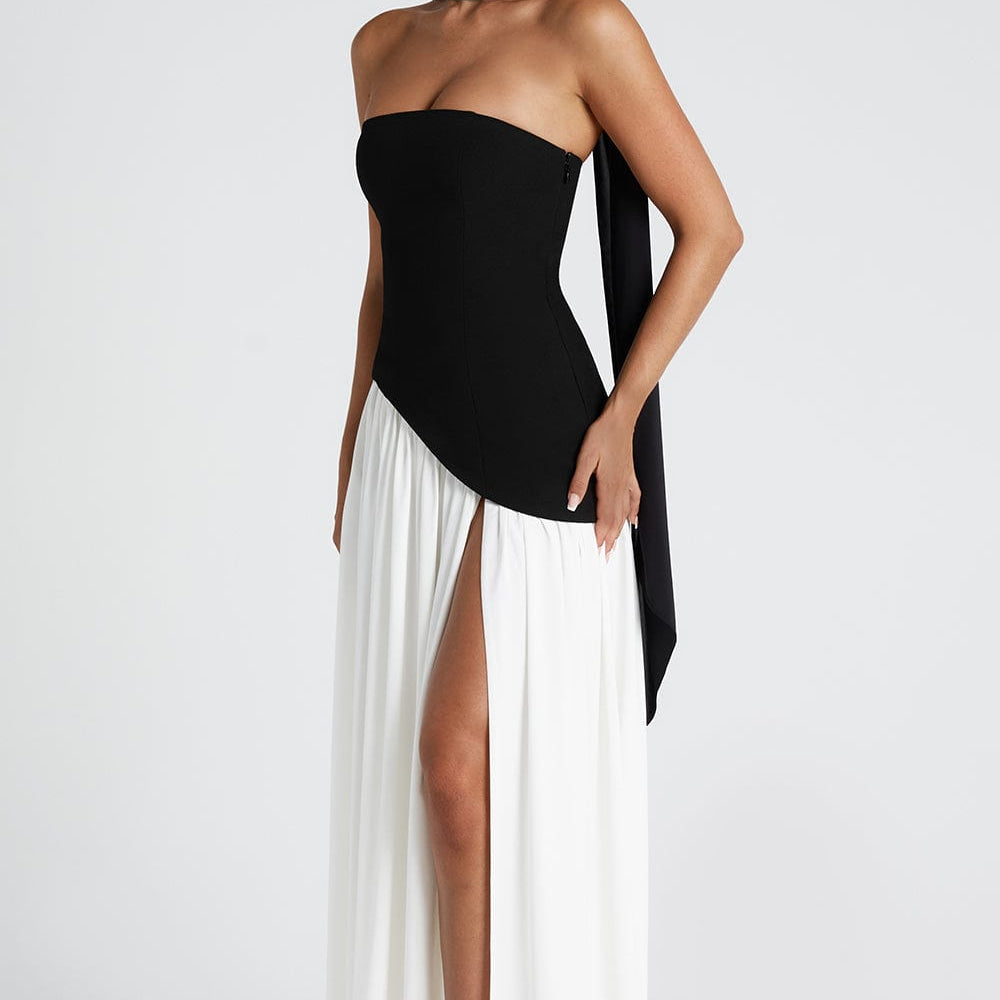 AVA JOLENE | STRAPLESS MAXI DRESS WITH THIGH SLIT FOR WOMEN