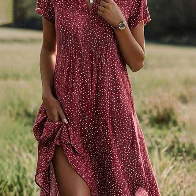 AVA JOLENE | POLKA DOT MAXI DRESS FOR WOMEN