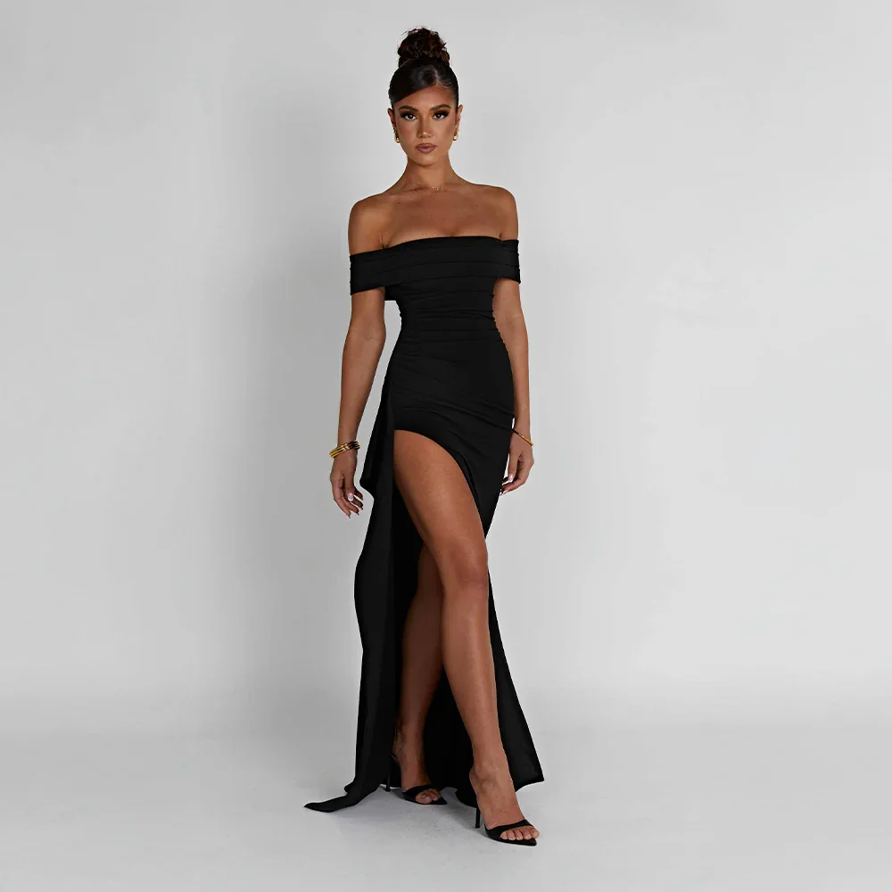 AVA JOLENE | OFF SHOULDER SPLIT MAXI DRESS FOR WOMEN