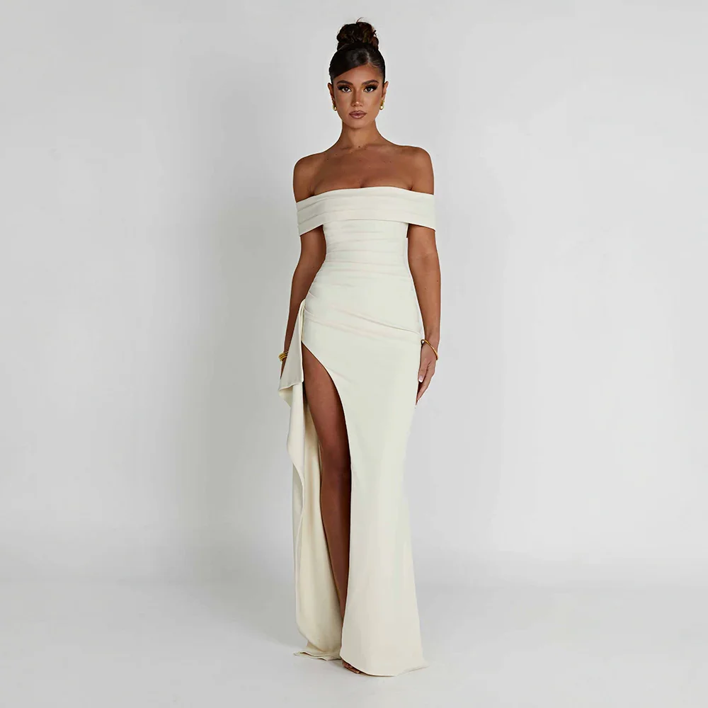 AVA JOLENE | OFF SHOULDER SPLIT MAXI DRESS FOR WOMEN