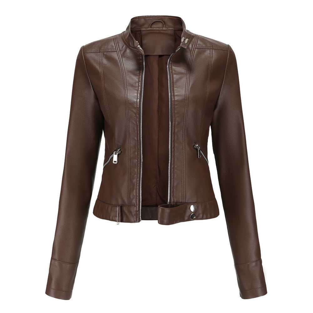 AVA JOLENE | HIGH-COLLAR PU ZIP JACKET FOR WOMEN