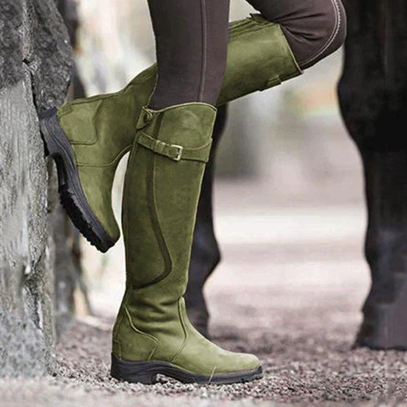 AVA JOLENE | BUCKLE DETAIL KNEE-HIGH BOOTS FOR WOMEN